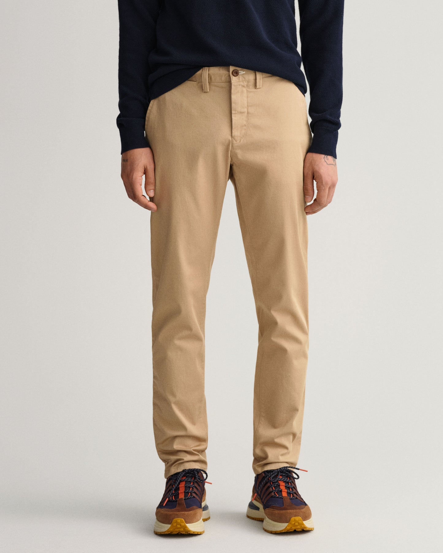 Dark Khaki Gant Slim Twill Chinos