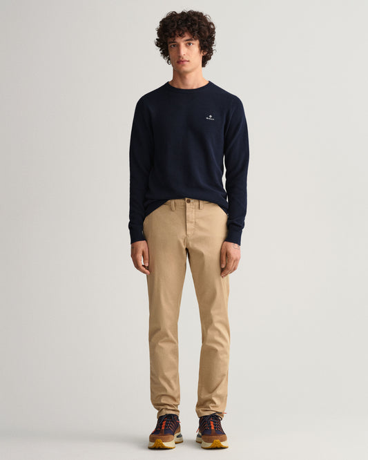 Dark Khaki Gant Slim Twill Chinos